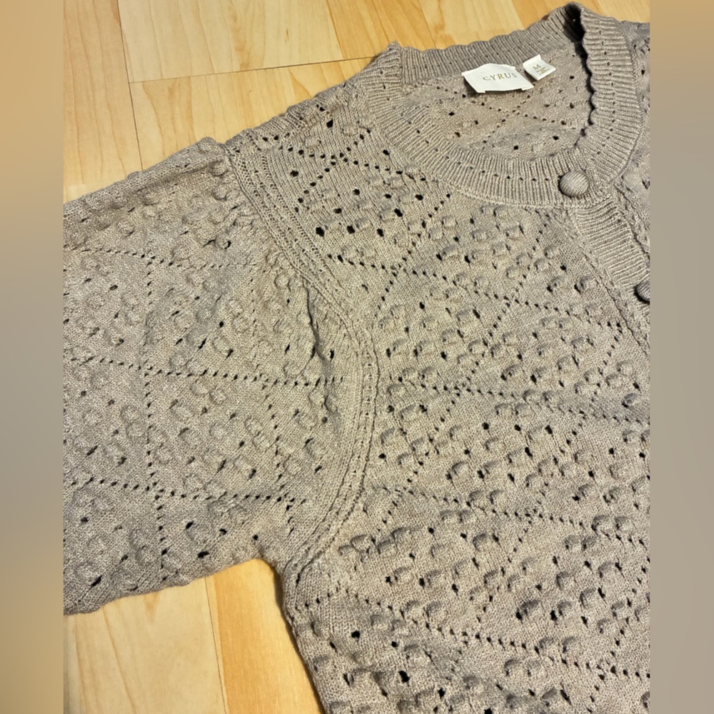Cyrus Short-Sleeve Pointelle Knit Cardigan - Picture 8 of 10